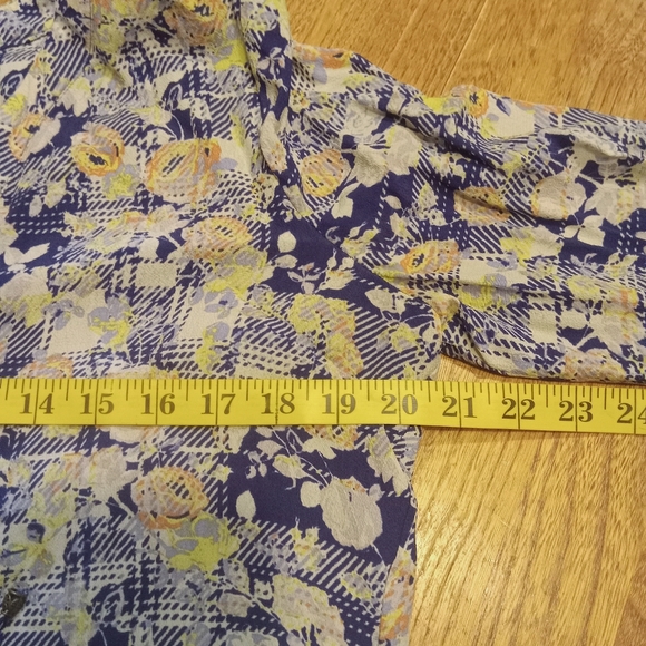 Skies are Blue Womens Floral Plaid Boho Tunic Dress Chiffon L/S V-Neck Sz MEDIUM - Picture 5 of 9